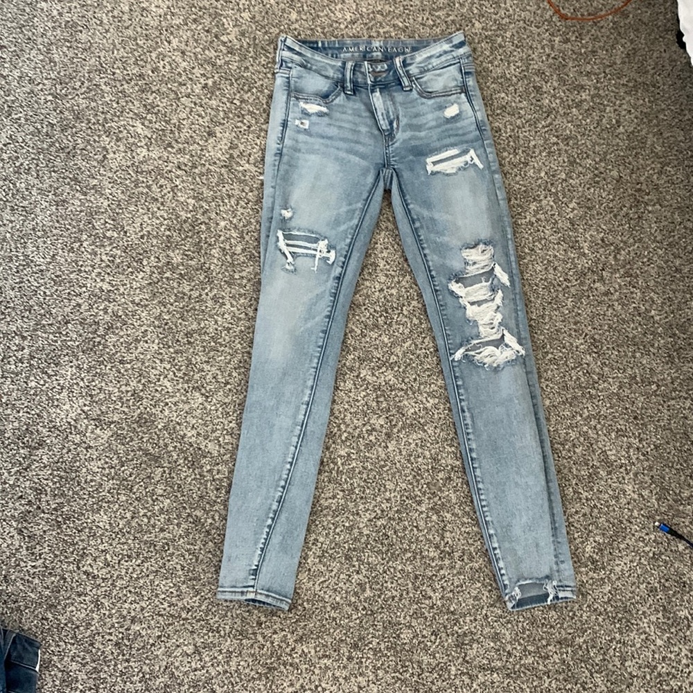 women’s american eagle skinny ripped jeans